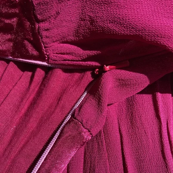 Red Satin Crepe Embroidered Skirt - Picture 7 of 10